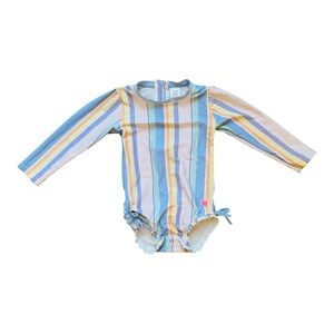 RuffleButts Striped One Piece Rash Guard